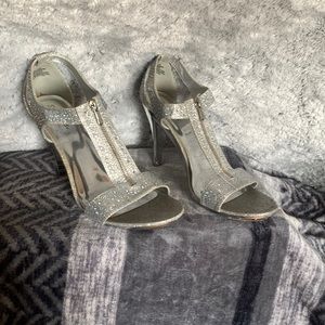 Silver slipper heels